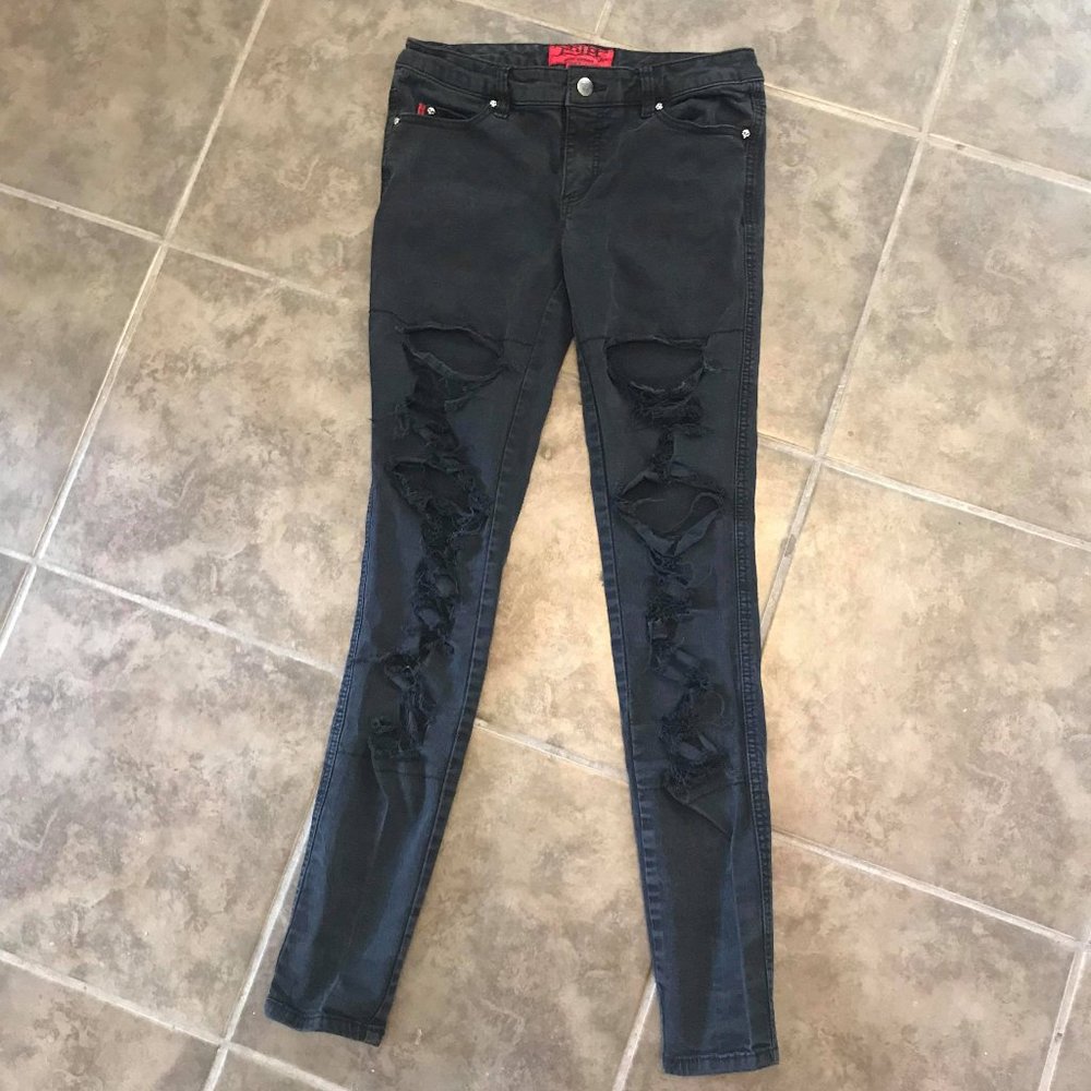 Tripp NYC Black Ripped Skinny Jeans, size 7